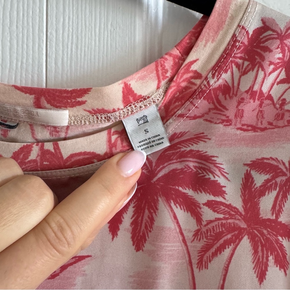 SCOTCH AND SODA Tropical Pink Palm Tree T-Shirt, Size S - Picture 3 of 10